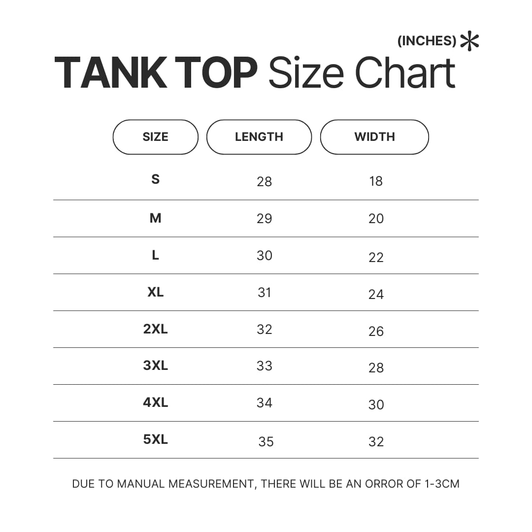 Tank Top Size Chart - Legend Of Zelda Shop